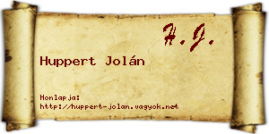 Huppert Jolán névjegykártya